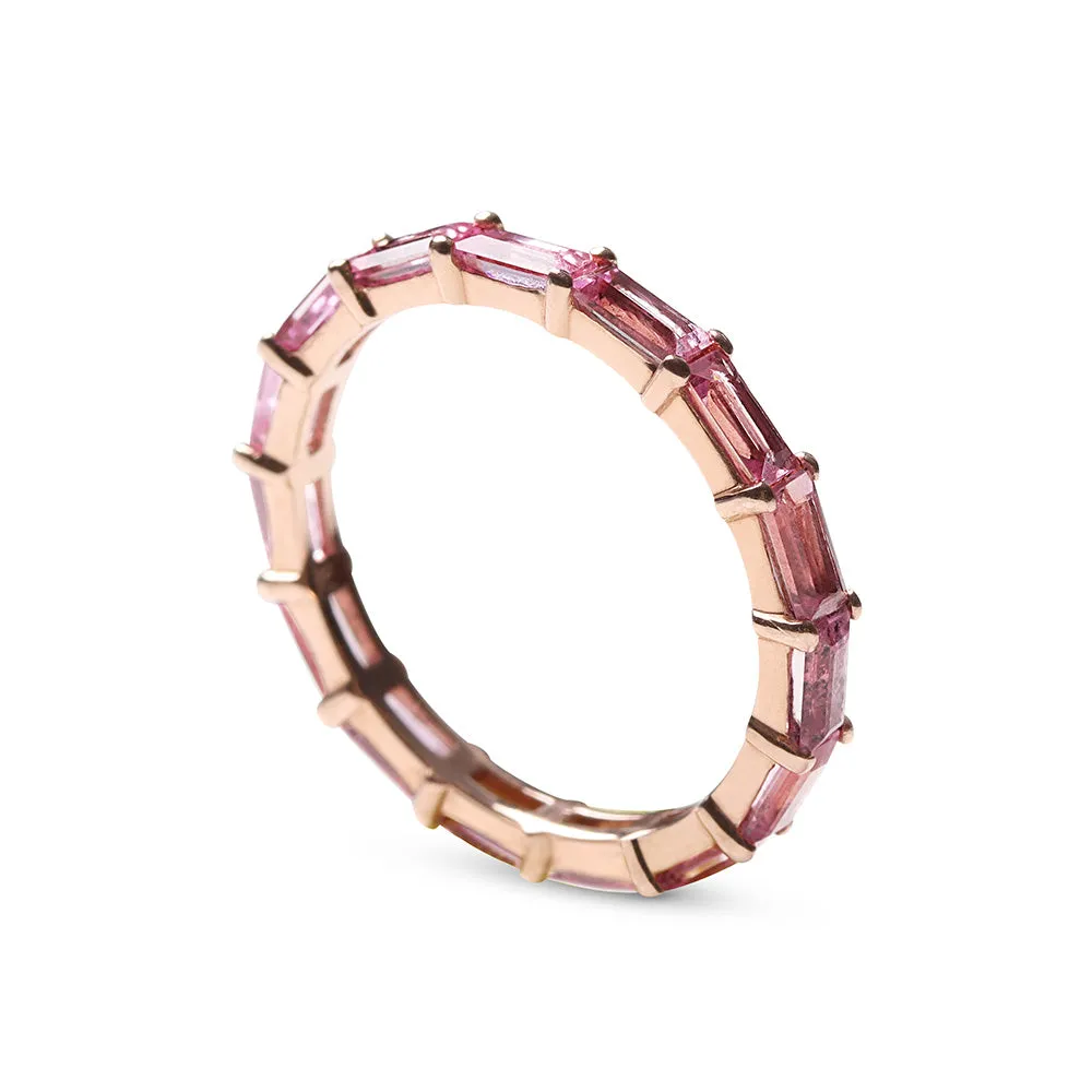 PINK SAPPHIRE BAGUETTE ETERNITY BAND