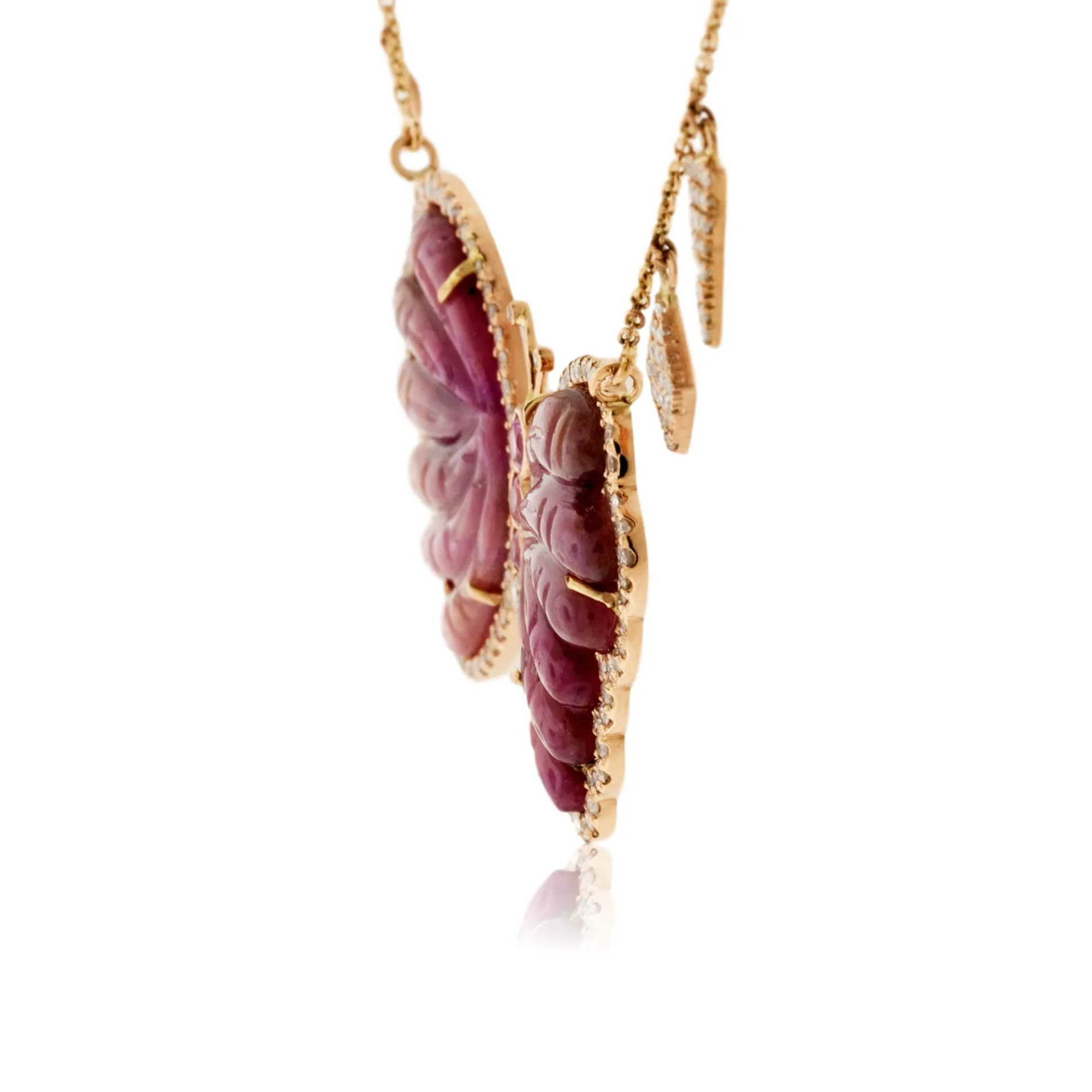 Pink Sapphire Carved Butterfly Pendant