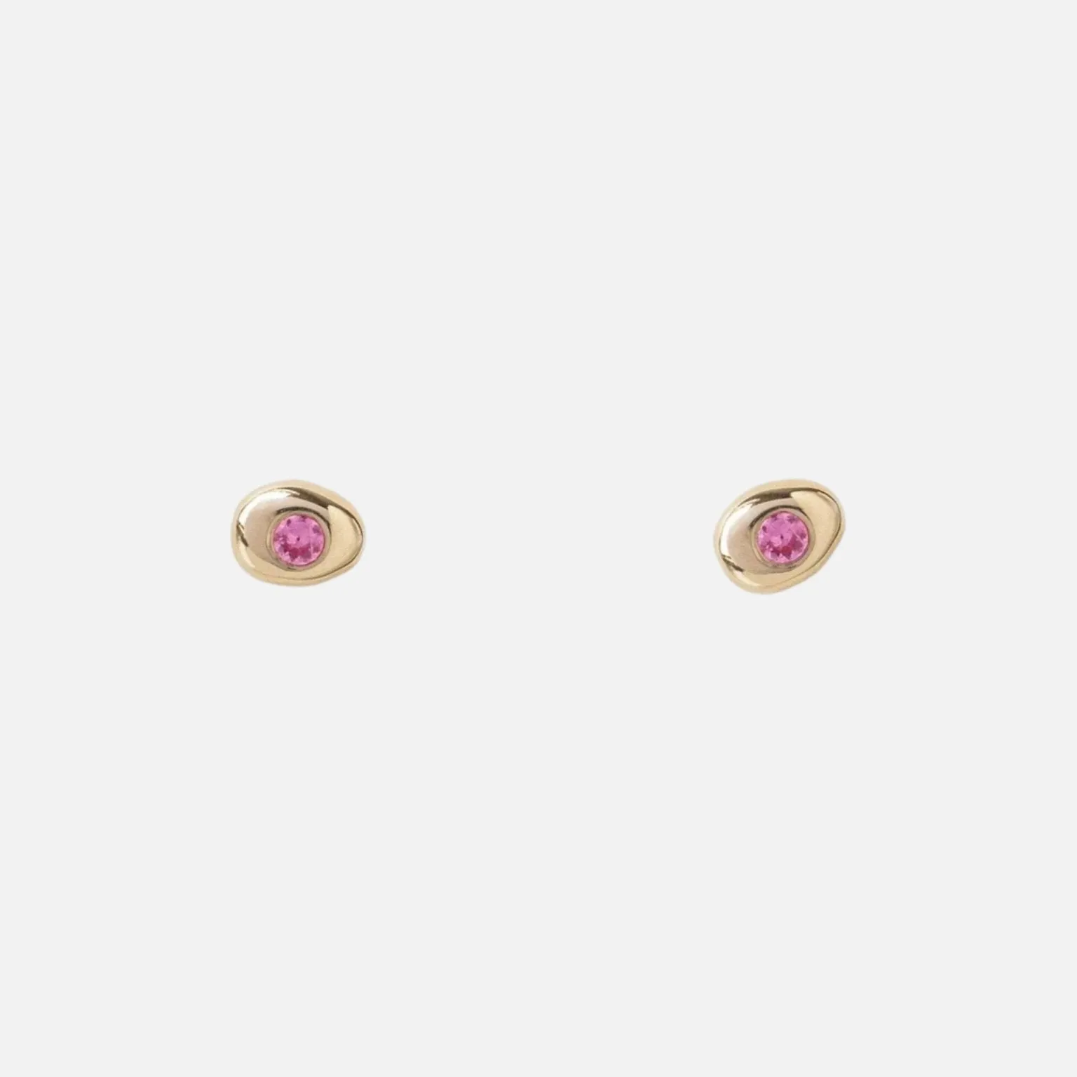 Pink Sapphire Pebble Studs