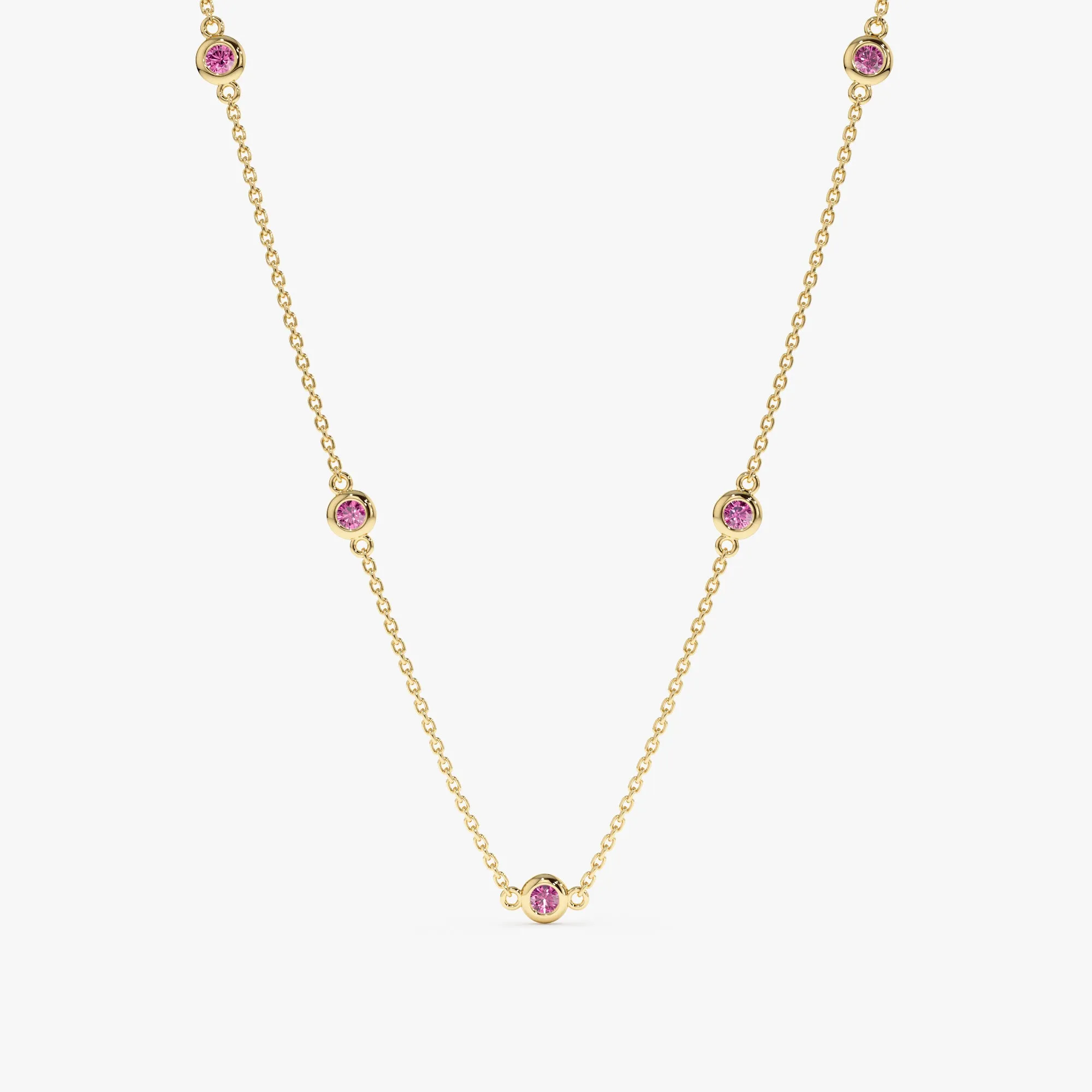 Pink Sapphire Station Necklace, Gwen