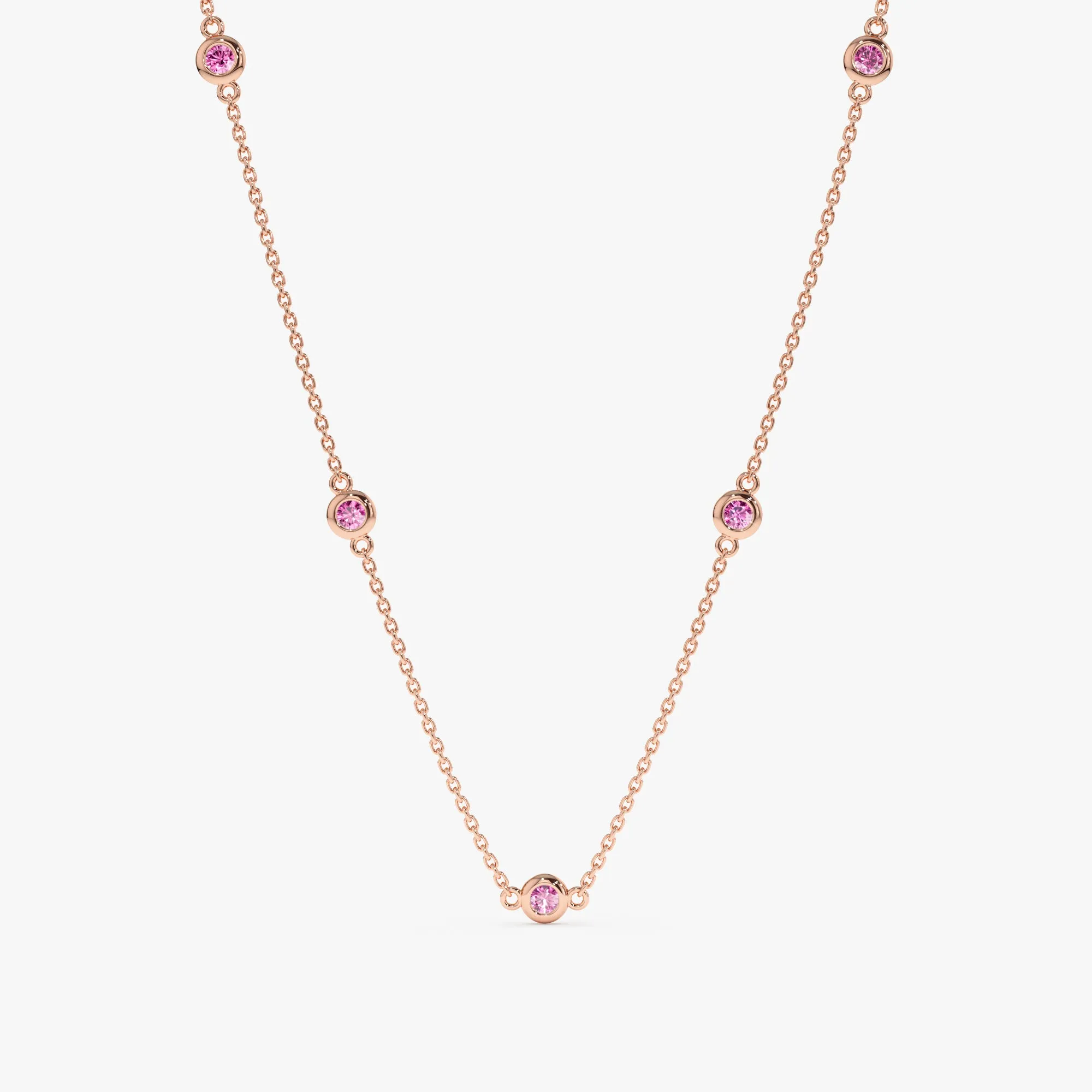 Pink Sapphire Station Necklace, Gwen