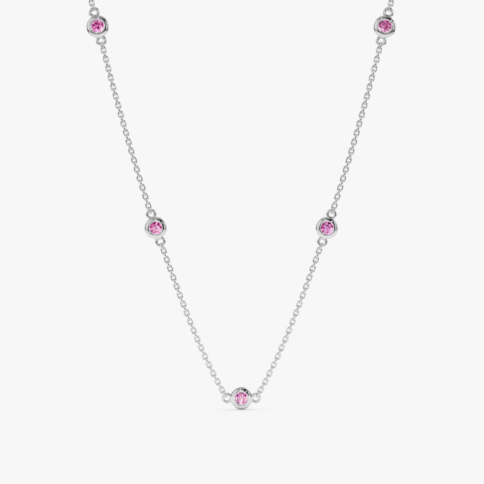 Pink Sapphire Station Necklace, Gwen