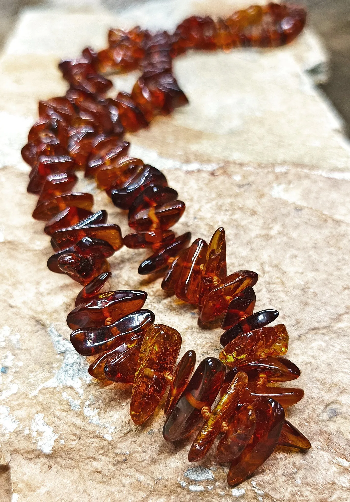 Polished Amber Chip Necklace