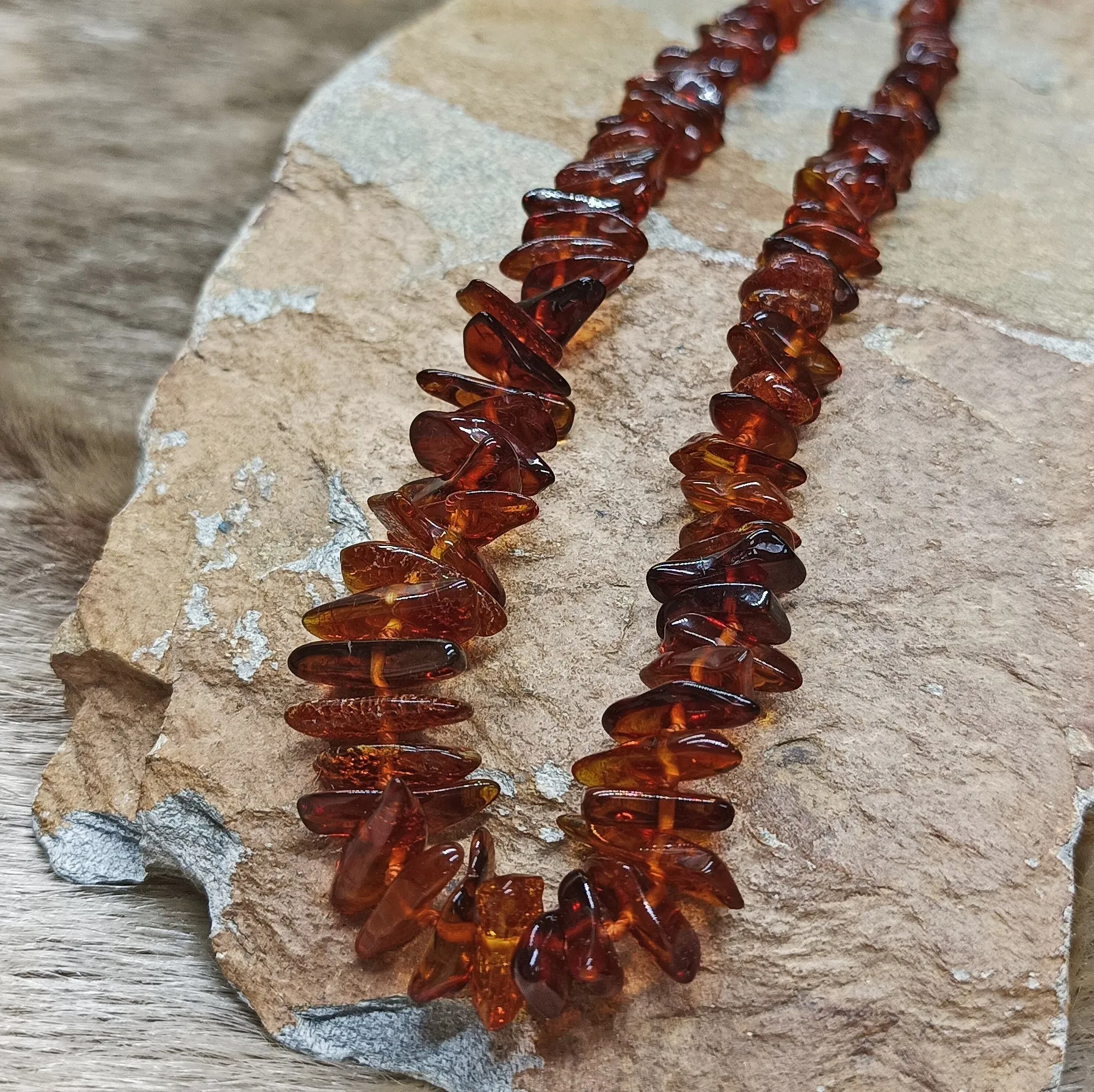 Polished Amber Chip Necklace