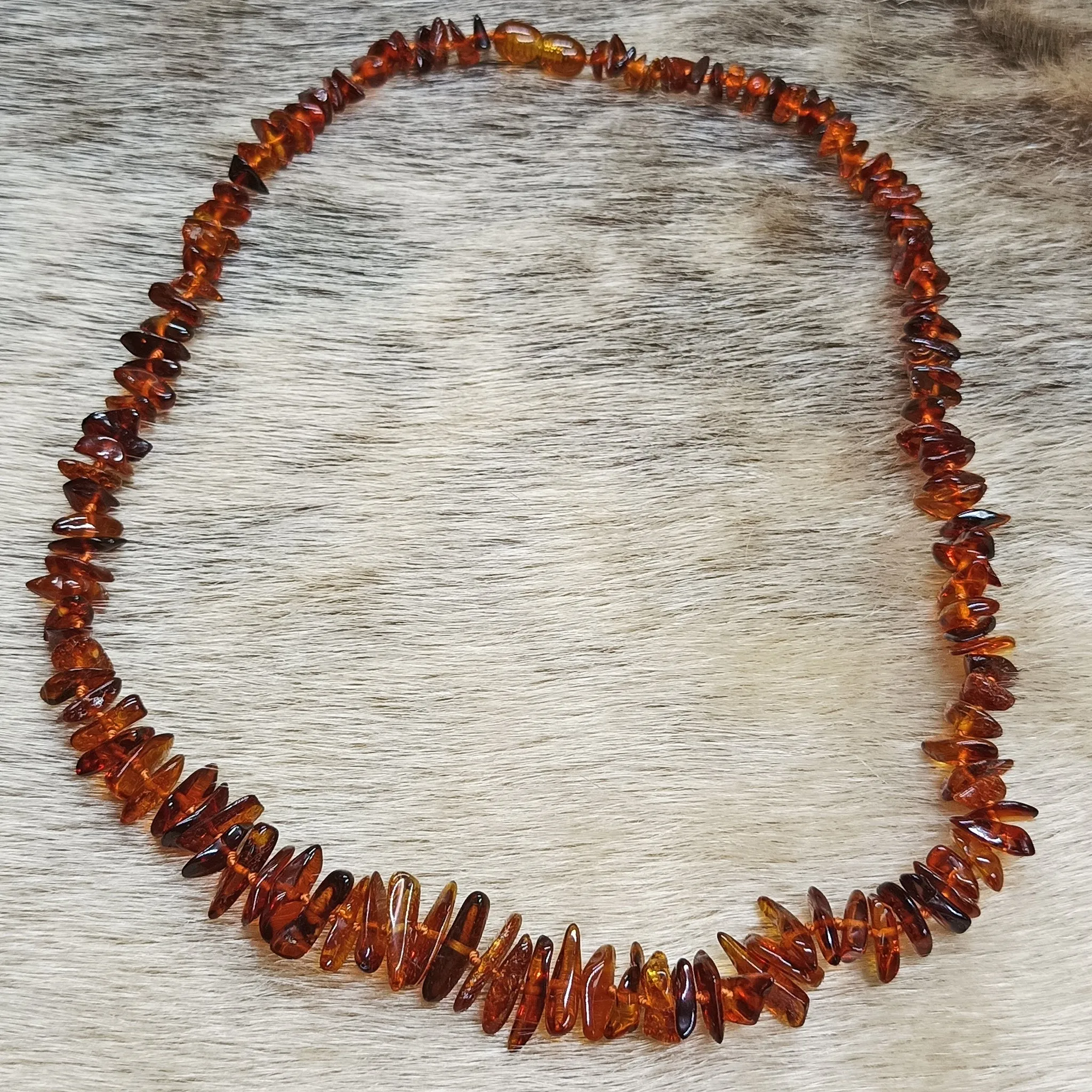 Polished Amber Chip Necklace