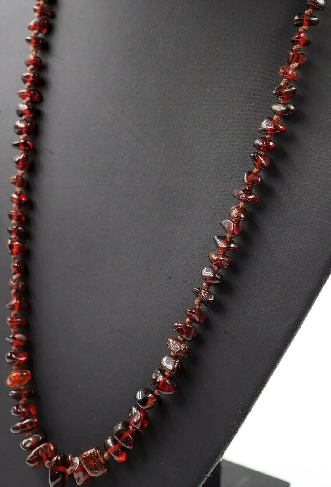 Polished Amber Hand Knotted Bead Necklace