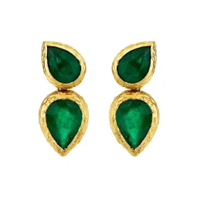 Queen Double Water Drop Emerald Pear Studs