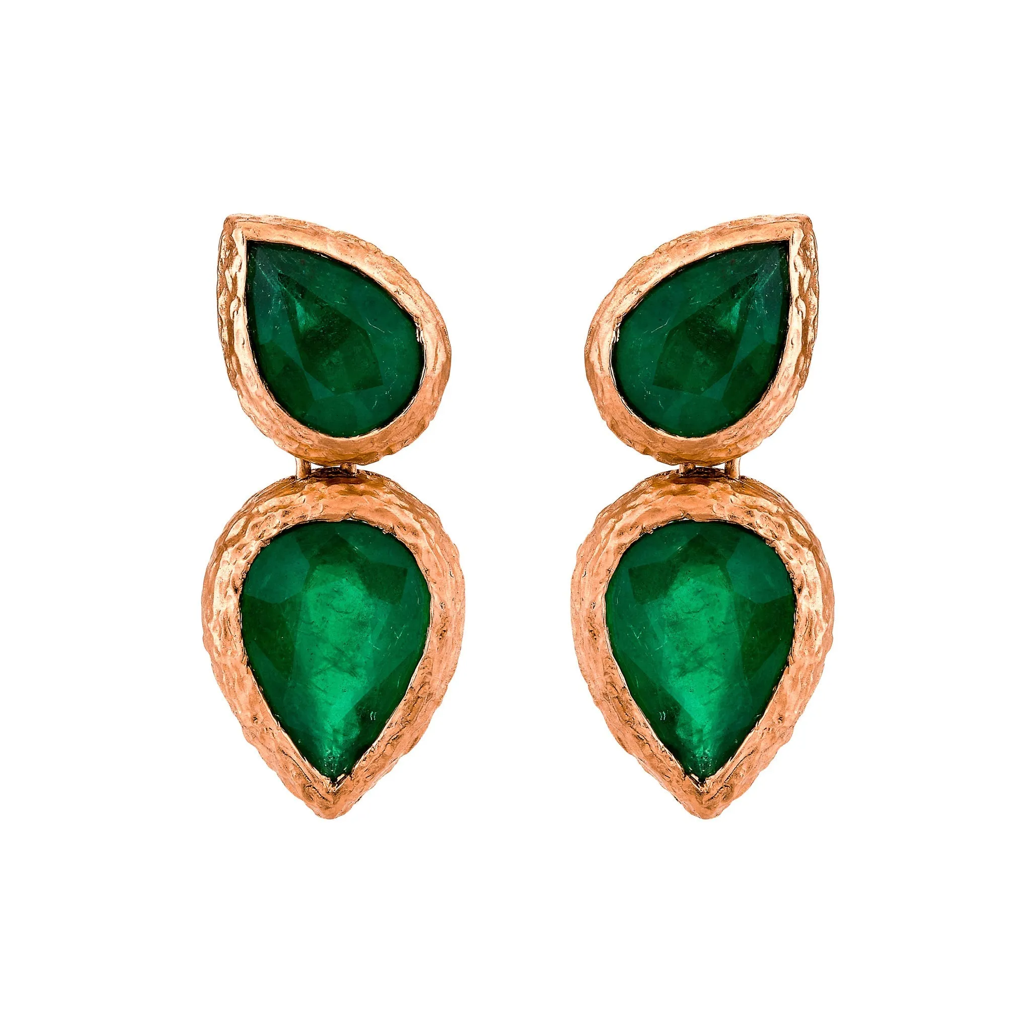 Queen Double Water Drop Emerald Pear Studs