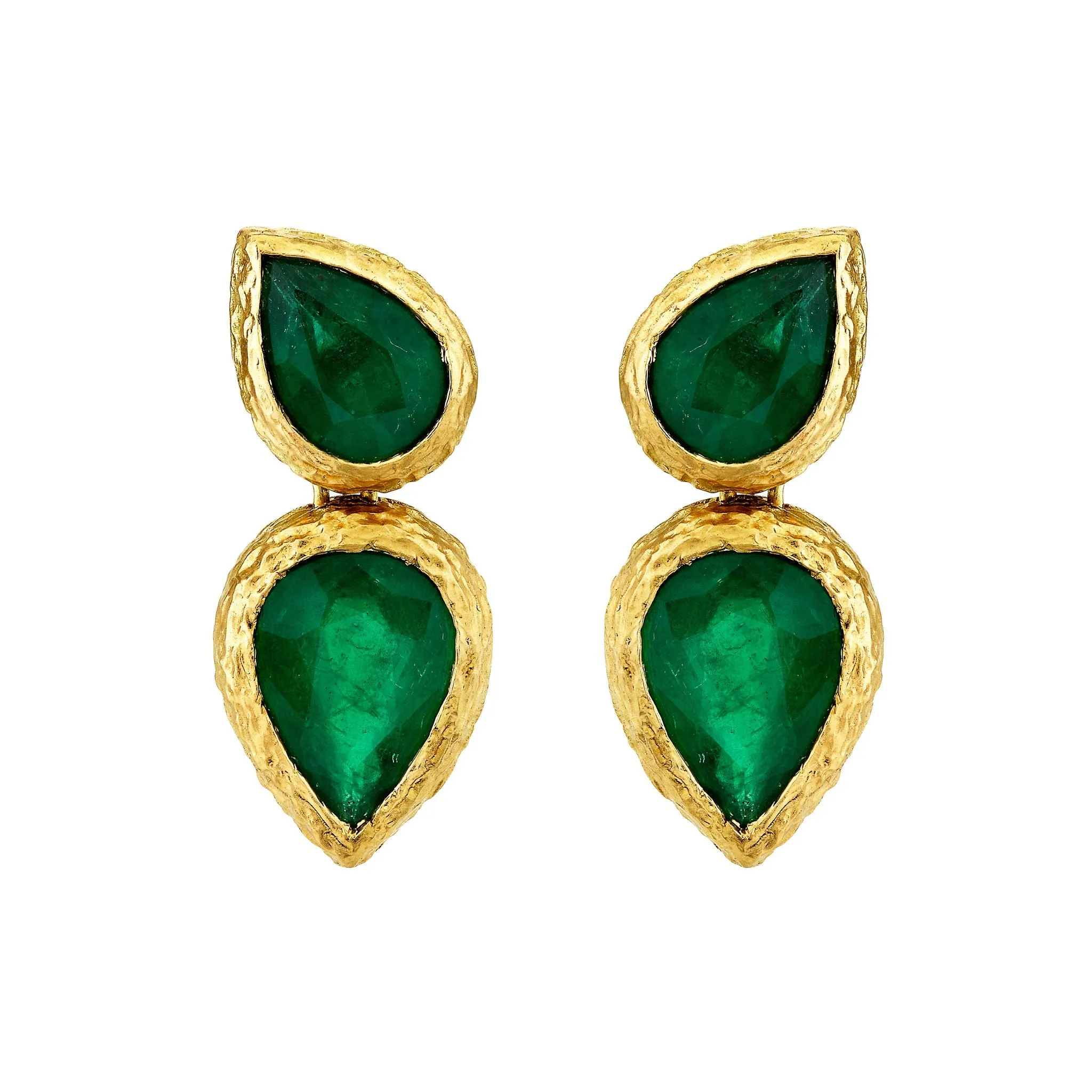 Queen Double Water Drop Emerald Pear Studs