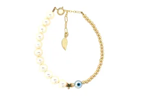 "HEIDI" 14k gold-filled & pearl beaded bracelet