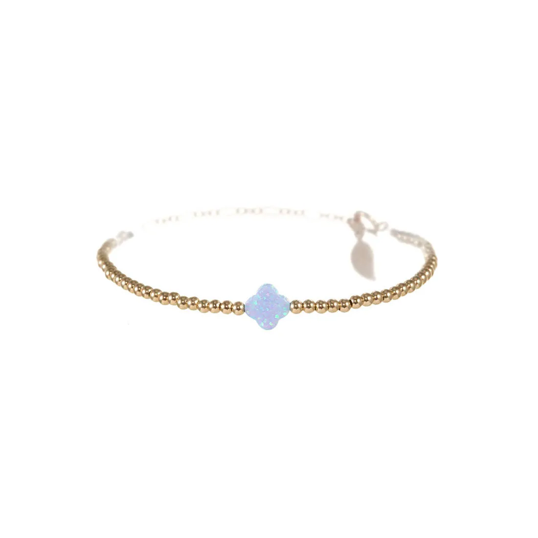 "LUCKY CLOVER" Medium Opal on Gold Filled beaded Bracelet