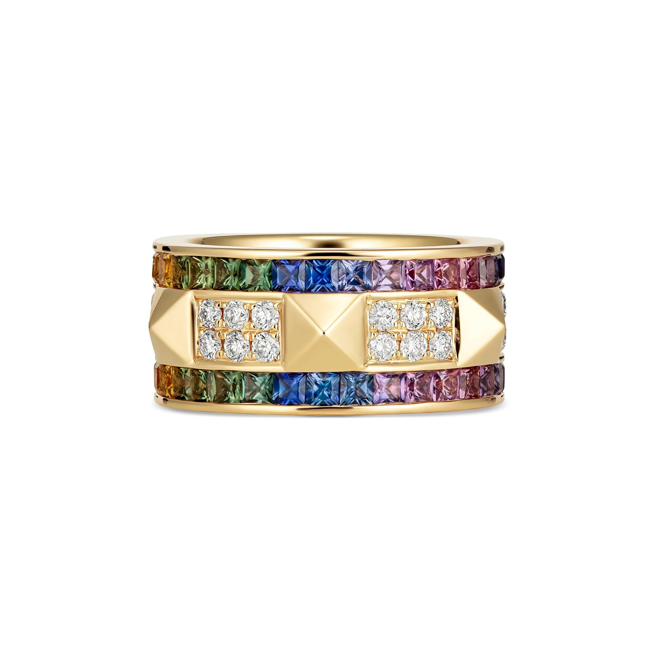 R.08® Deux Rainbow Sapphire and Diamond Ring | White Gold