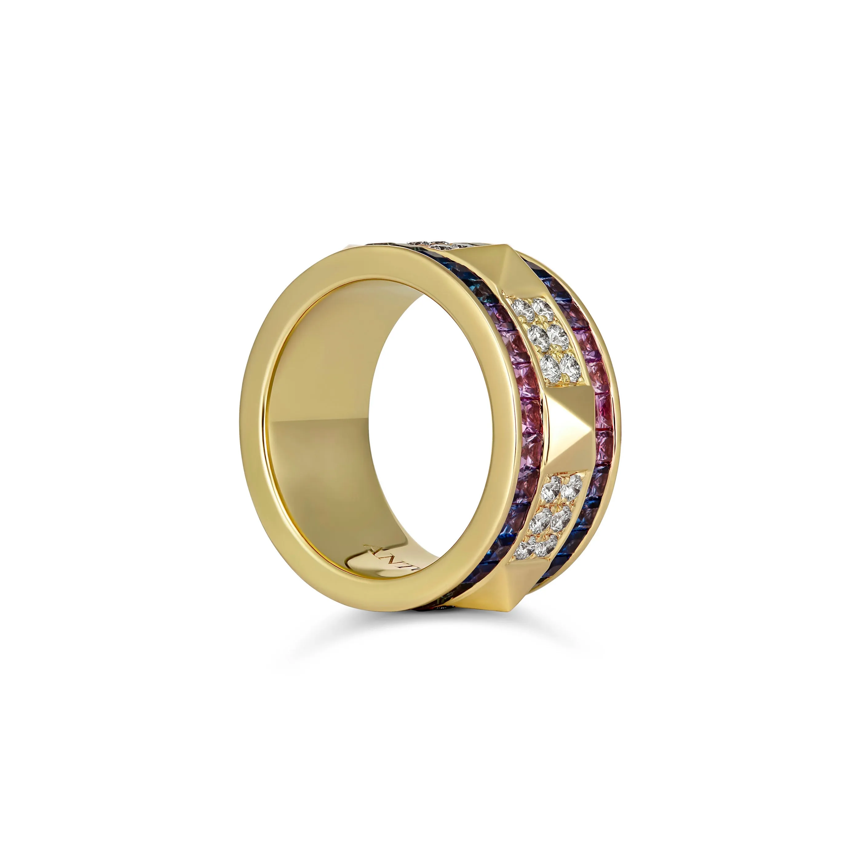 R.08® Deux Rainbow Sapphire and Diamond Ring | White Gold