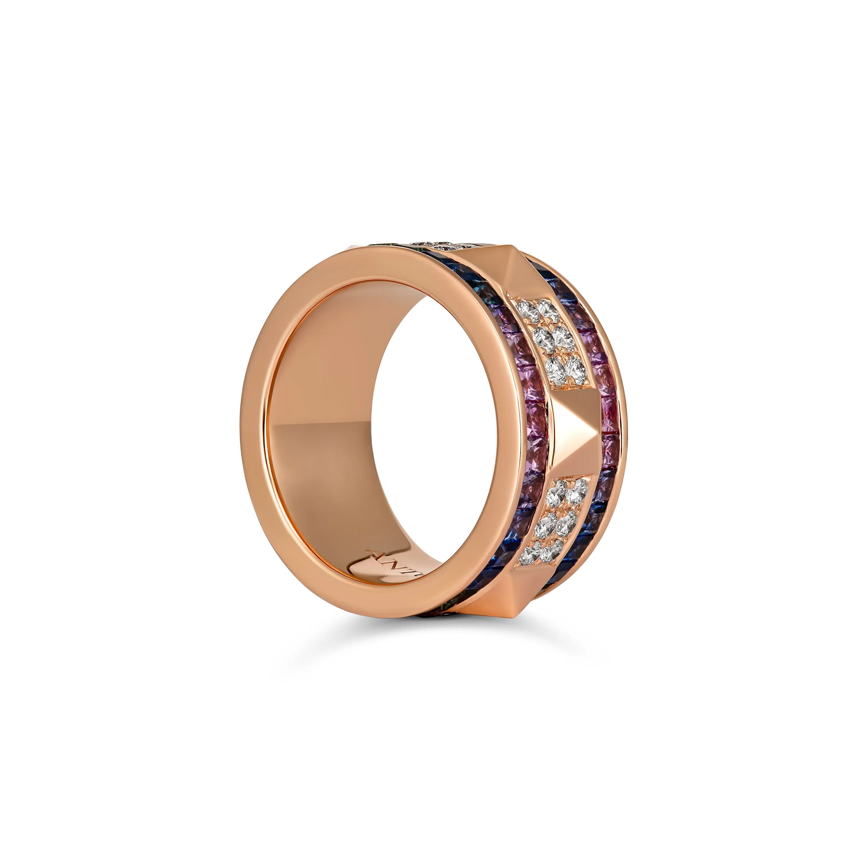 R.08® Deux Rainbow Sapphire and Diamond Ring | White Gold