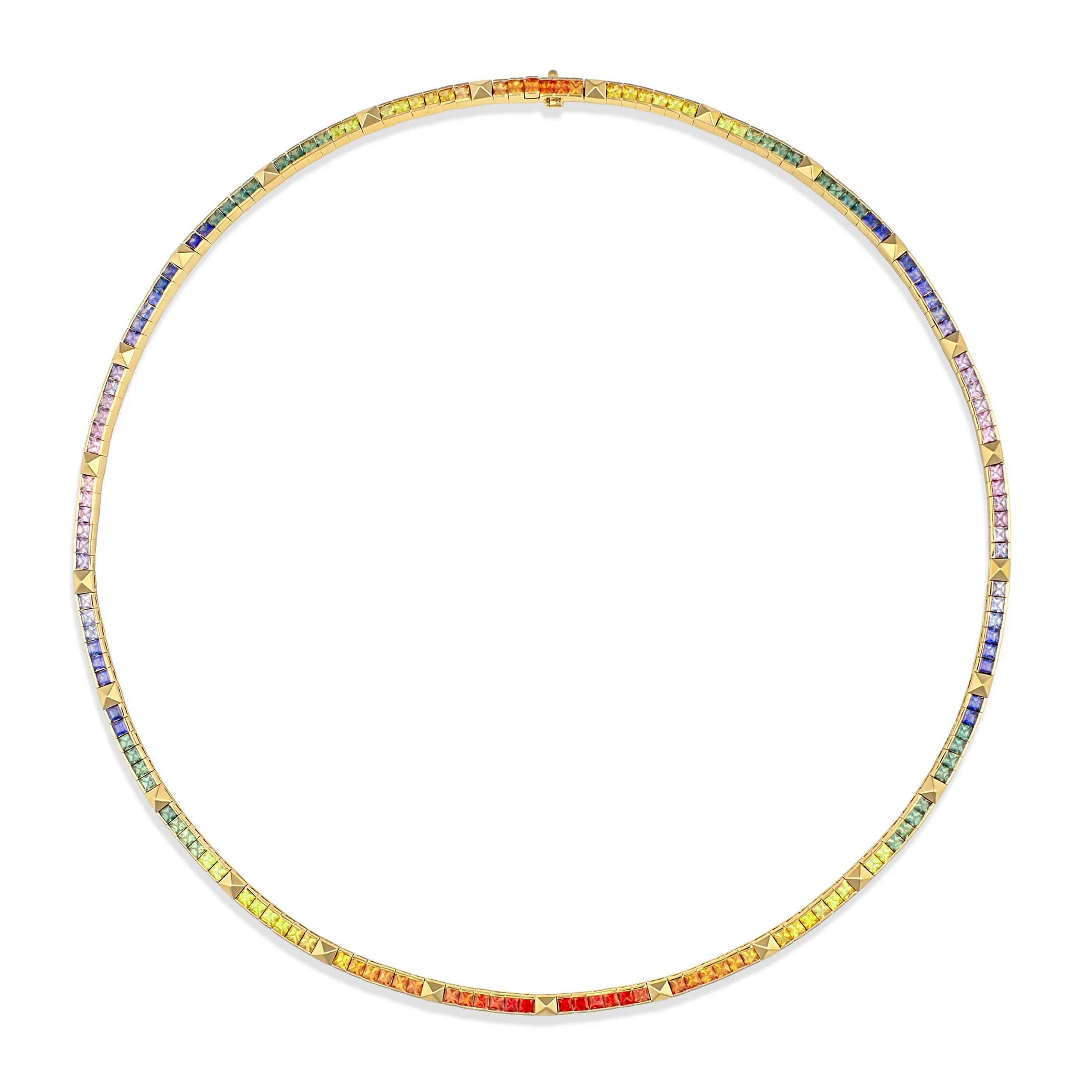 R.08® Une Rainbow Sapphire Necklace | Yellow Gold