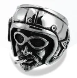 R162 Stainless Steel Ride Pilot Biker Ring