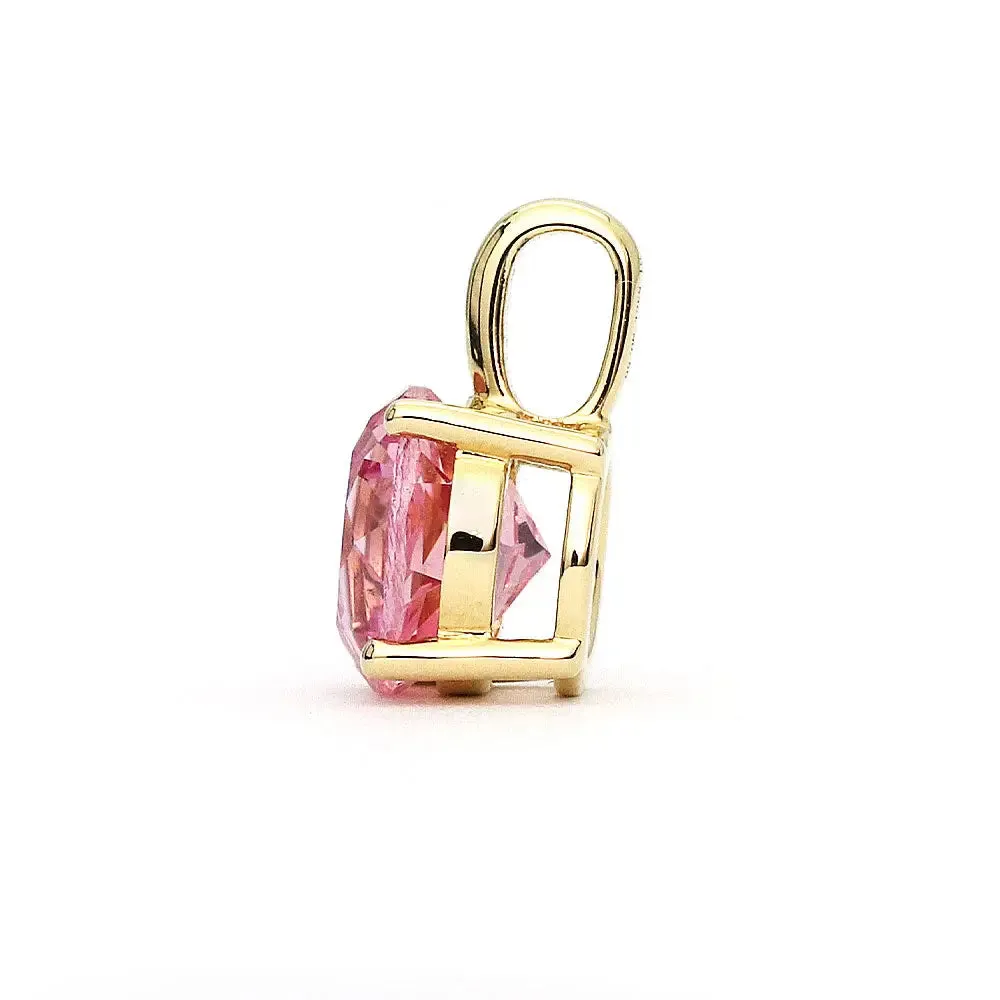 Ready Made | Phoebe Round Pink Lab Grown Sapphire Pendant in 18K Yellow Gold