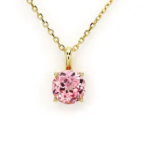 Ready Made | Phoebe Round Pink Lab Grown Sapphire Pendant in 18K Yellow Gold