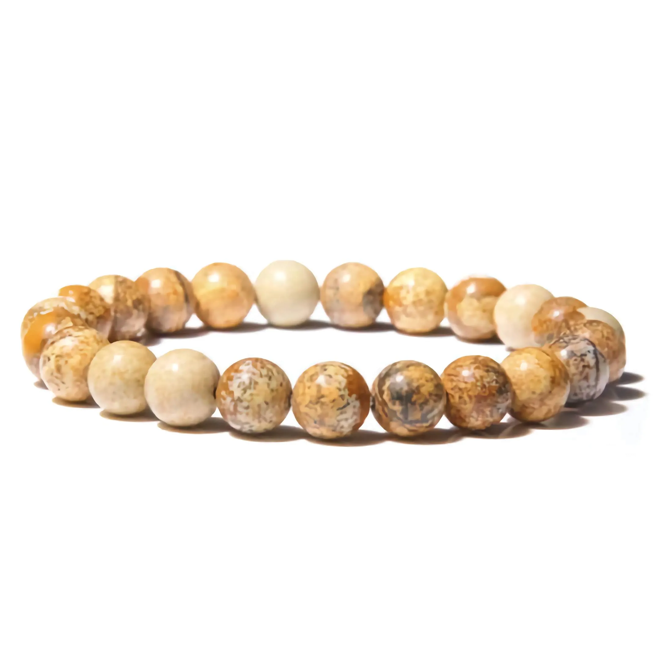 Real Picture Jasper Beaded Elastic Bracelet – Healing Crystal Jewelry for Men & Women