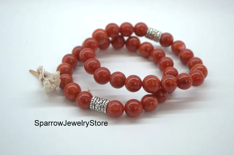 Red coral beaded bracelet Genuine coral Gifts for her Pesrsonalized gift for mom him Red coral jewelry Protection success men love talisman