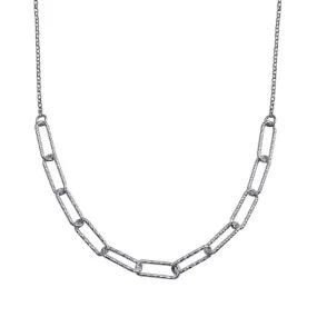 Rhodium Plated 925 Sterling Silver Diamond Cut Link Chain Necklace