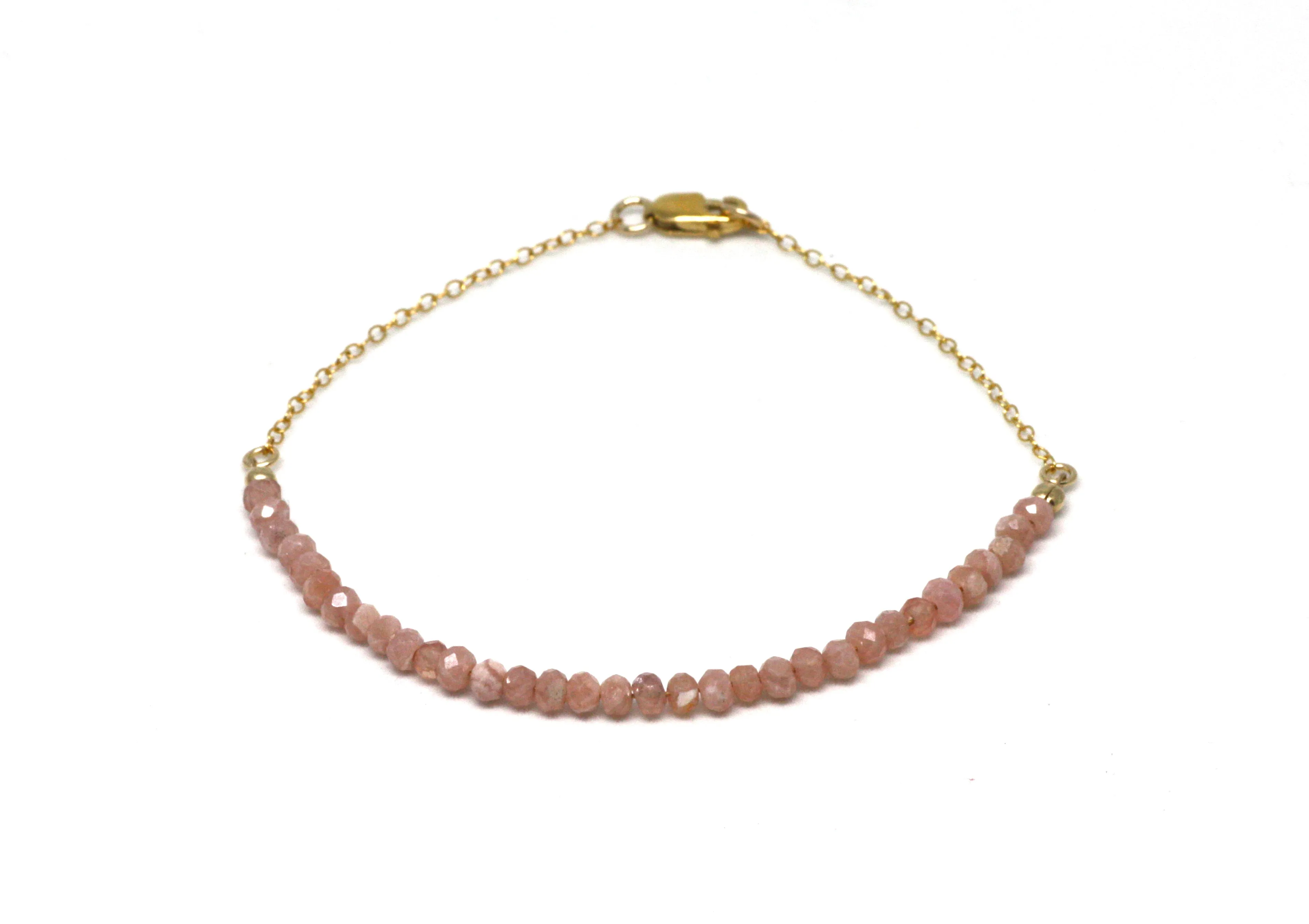 Rhodocrosite Gemstone Half Bar Bracelet