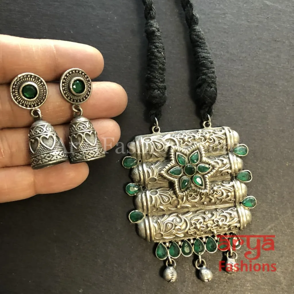 Rishi Oxidized Silver Pendant Necklace/ Amrapali Silver Oxidized Tribal Necklace