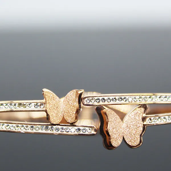 Rose Gold Butterfly Bracelet with Cubic Zirconia