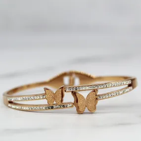 Rose Gold Butterfly Bracelet with Cubic Zirconia