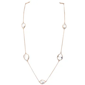 Rose Gold Cubic Zirconia Teardrop Stations Necklace