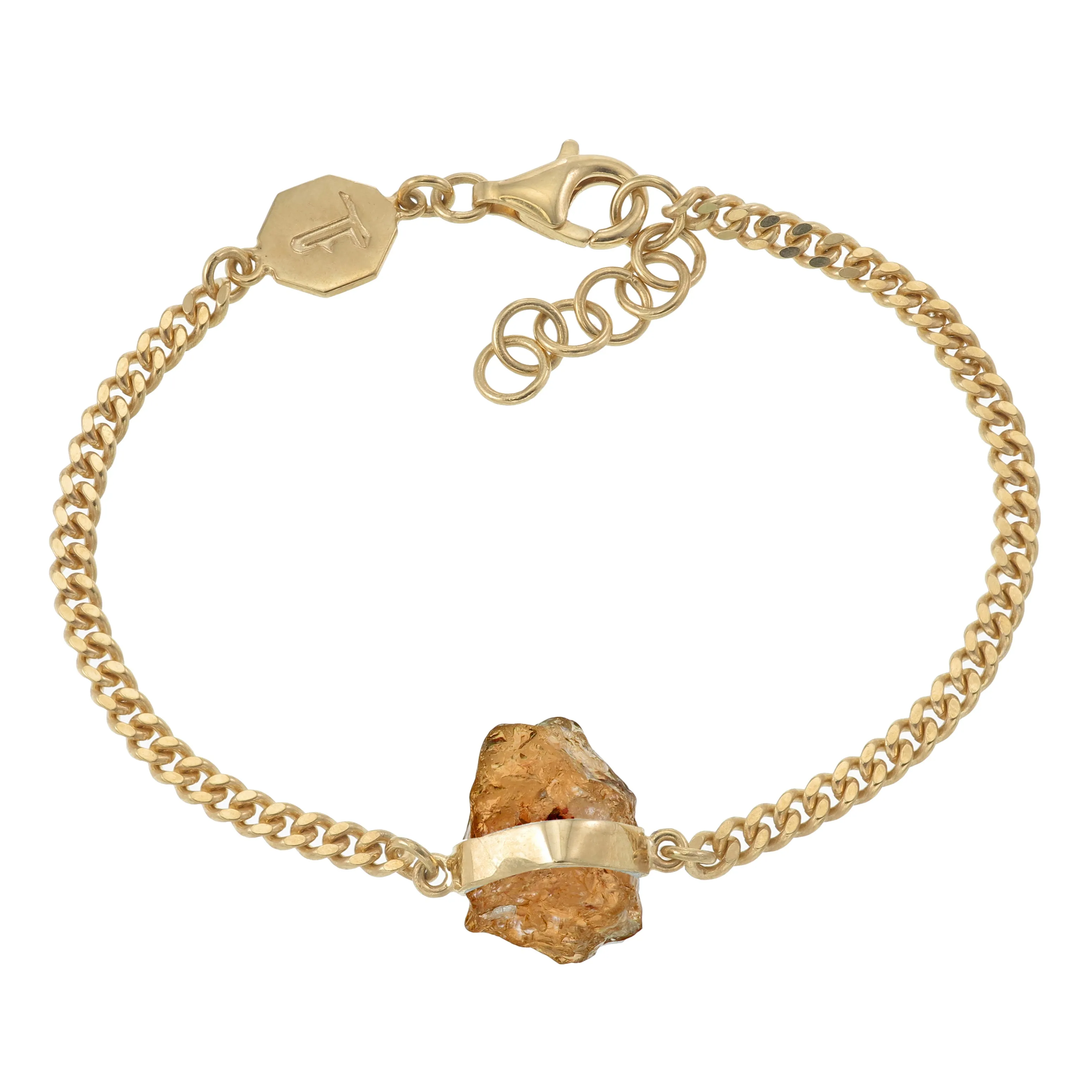 ROUGH GEM CHAIN BRACELET - CITRINE - GOLD