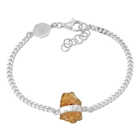 ROUGH GEM CHAIN BRACELET - CITRINE - SILVER