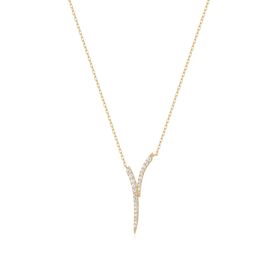 ROZ | White Sapphire Plunge Necklace