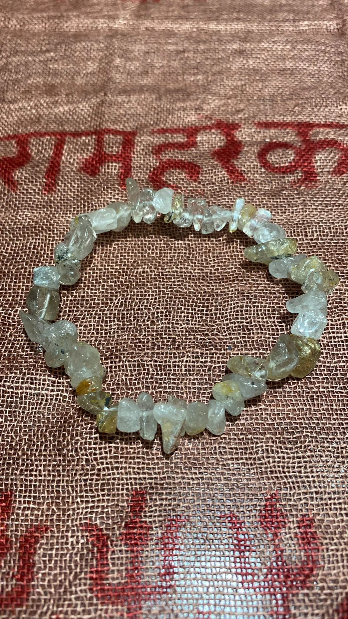 Rutilated Quartz Chips Stretch Bracelet