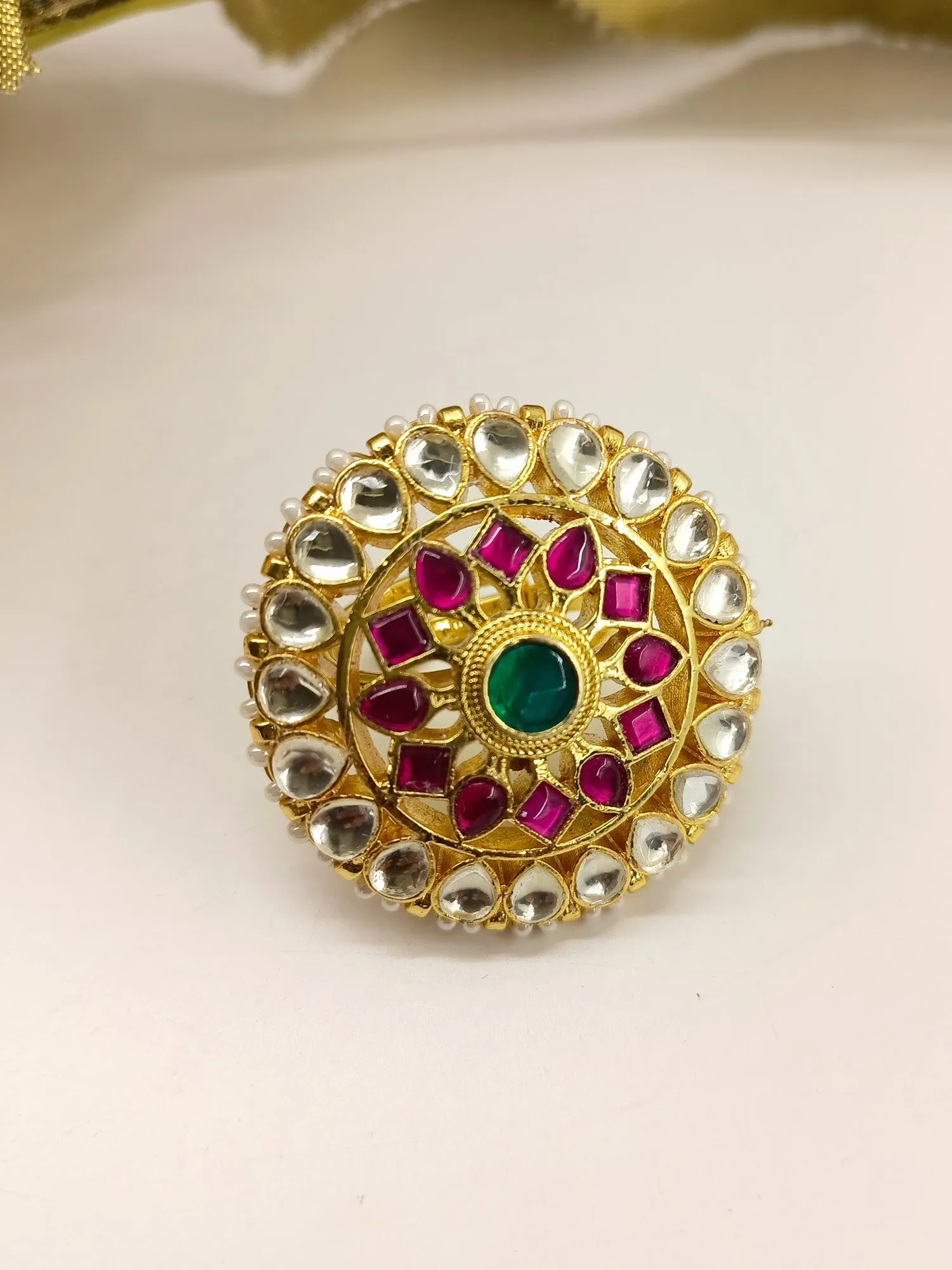 Samidha Ruby Green Kundan Finger Ring