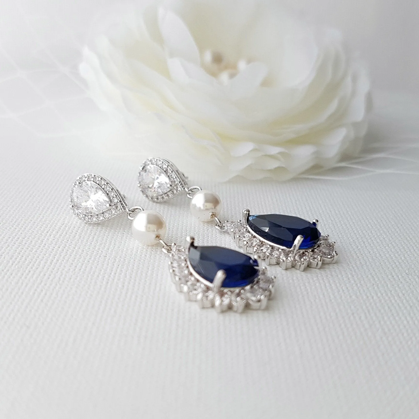 Sapphire Blue Wedding Jewelry Set In Gold-Aoi