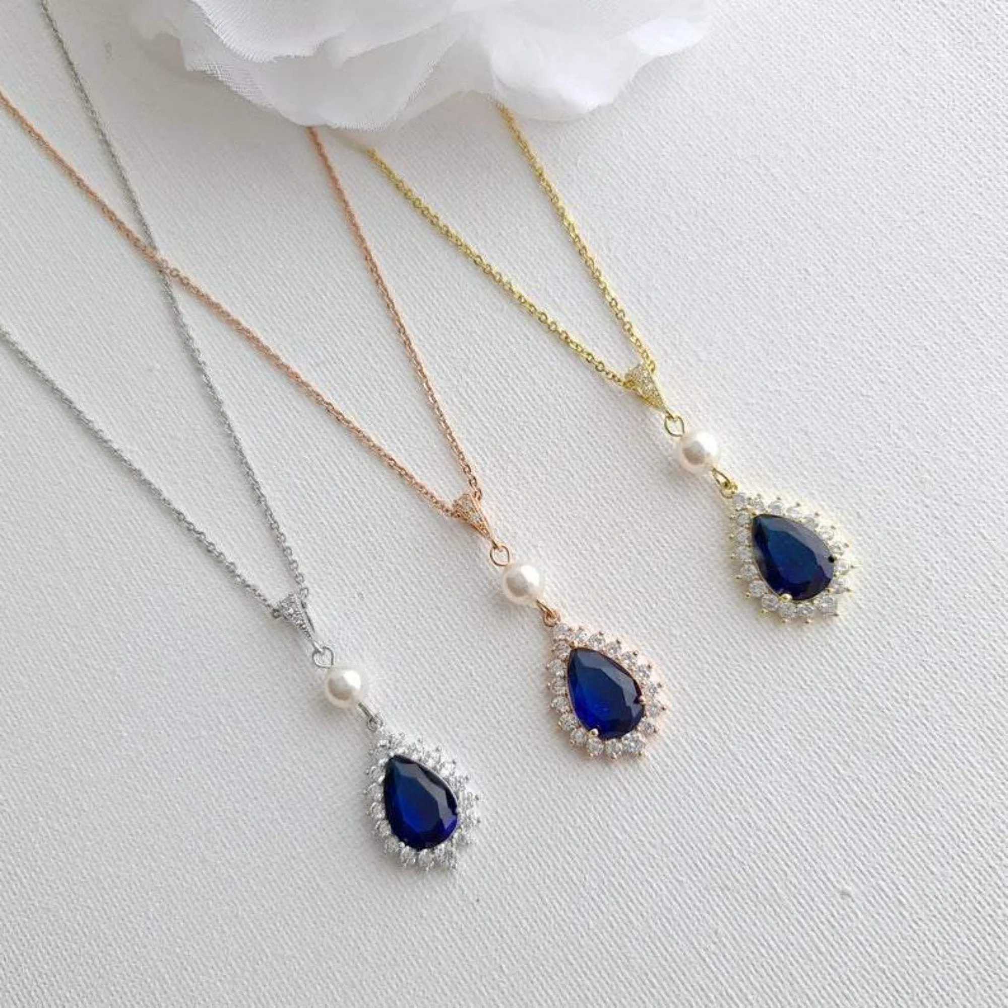 Sapphire Blue Wedding Jewelry Set In Gold-Aoi