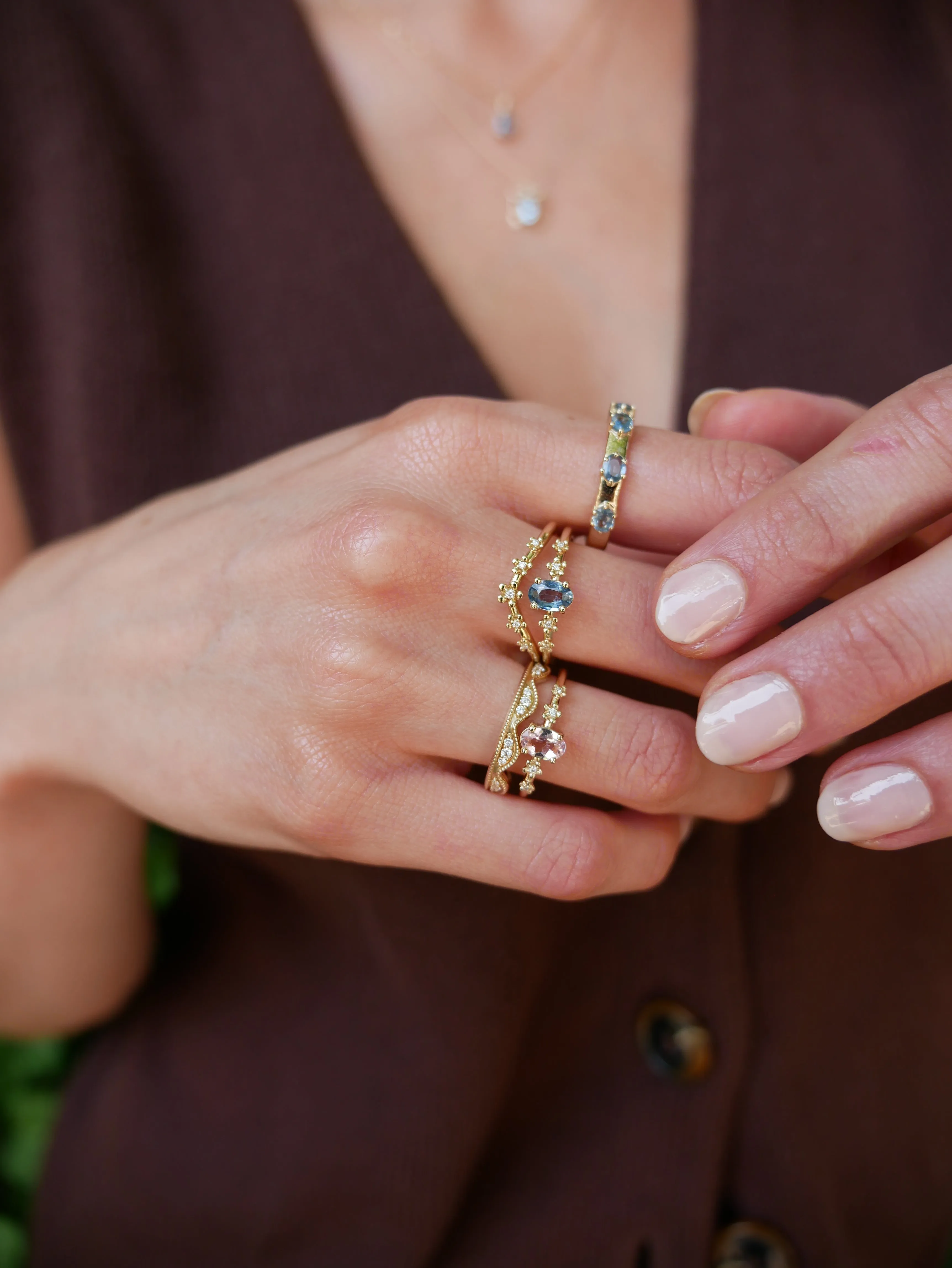 Sapphire Cherry Blossom Ring