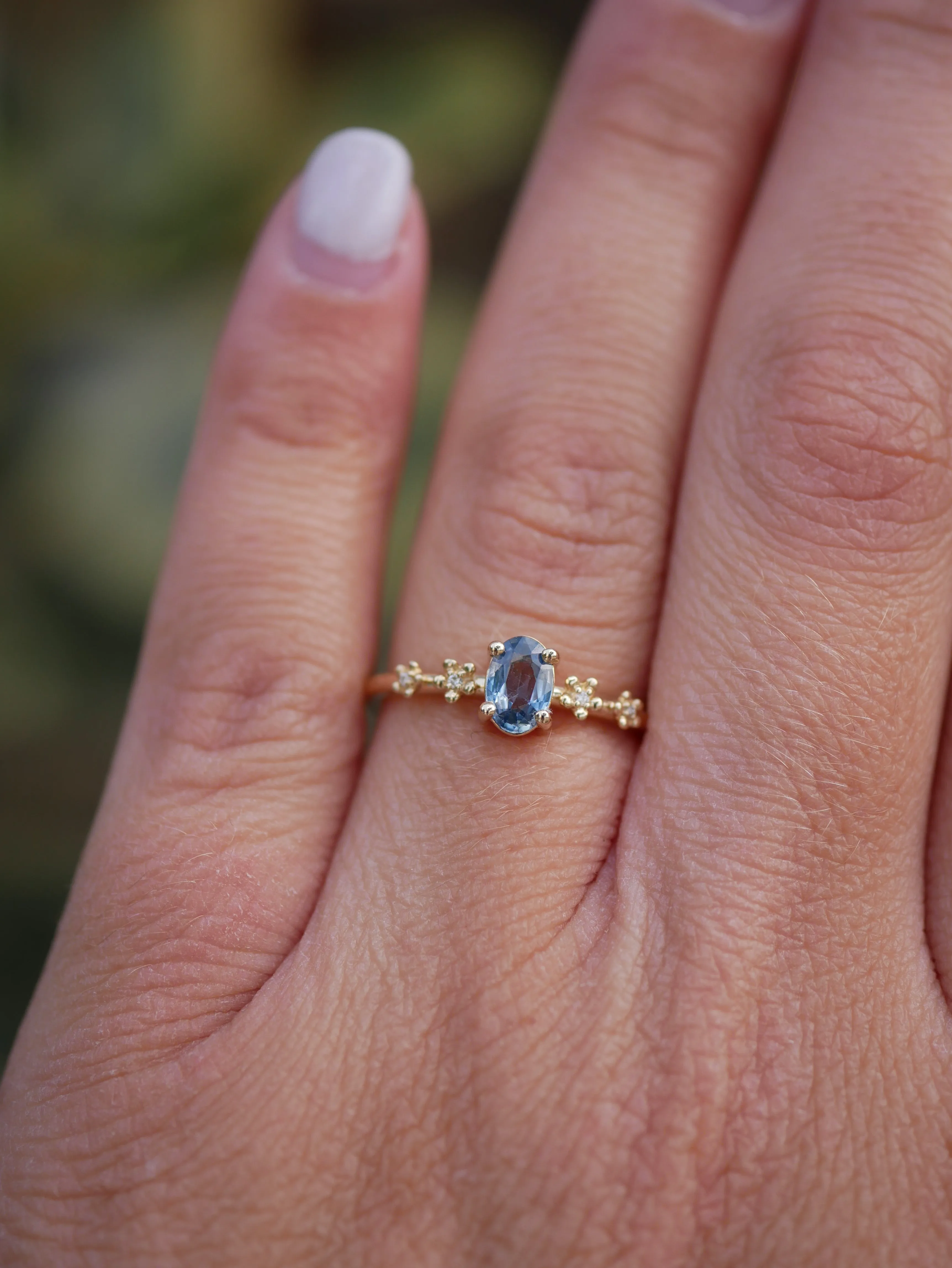 Sapphire Cherry Blossom Ring