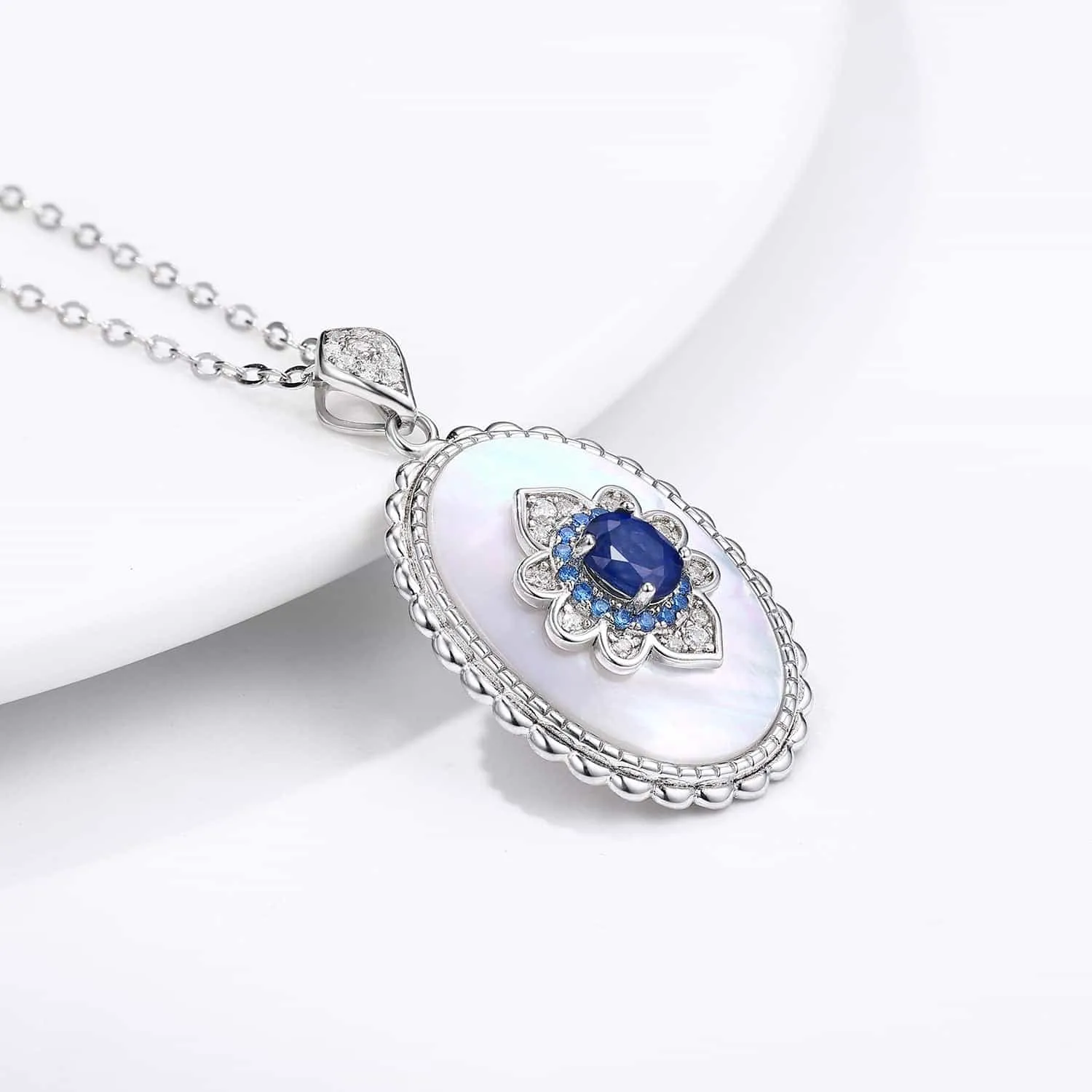 Sapphire Diamond Pendant 925 Sterling Silver Party Wedding Pendants Chain Necklace For Women Charm Jewelry