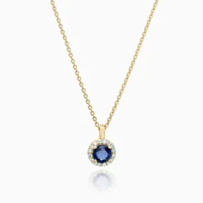 Sapphire Halo Pendant Necklace