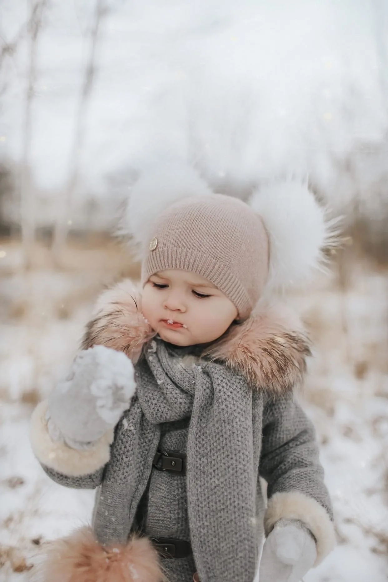 Sasha Double Pom Angora Beanie Hat