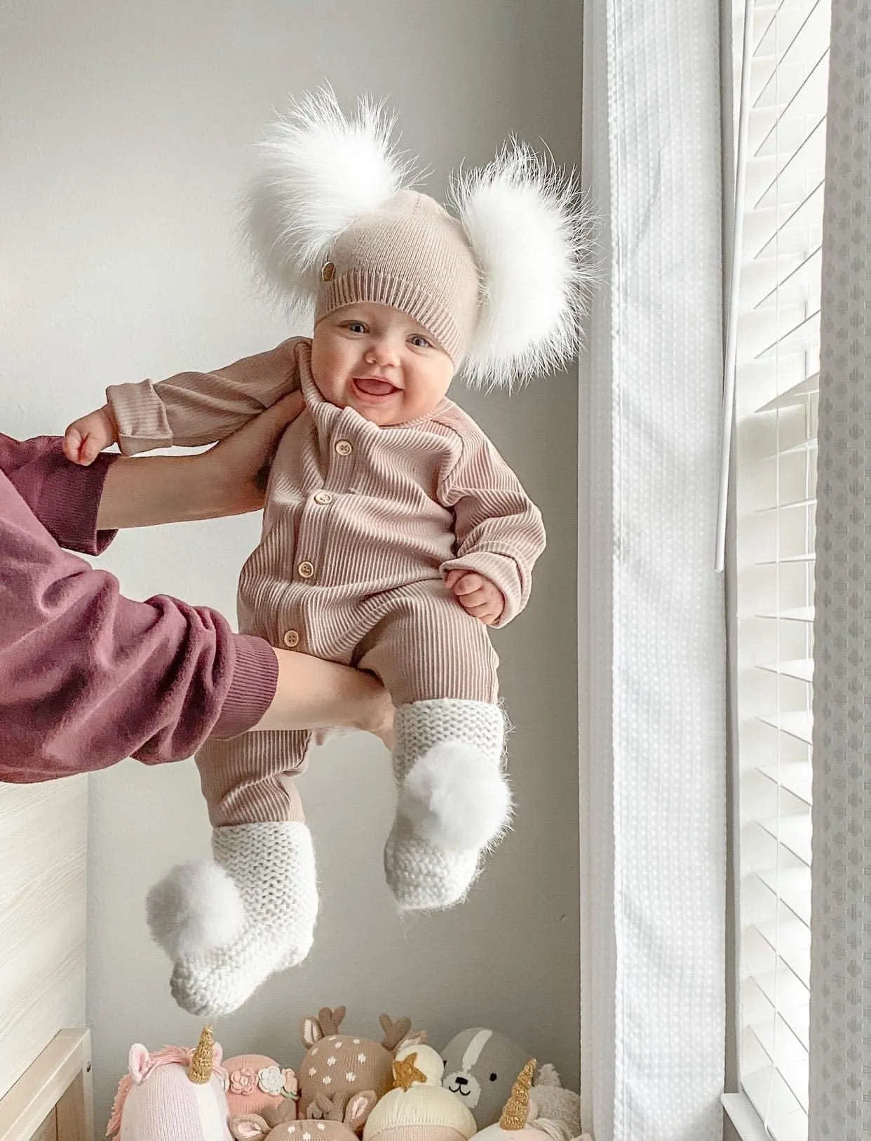 Sasha Double Pom Angora Beanie Hat