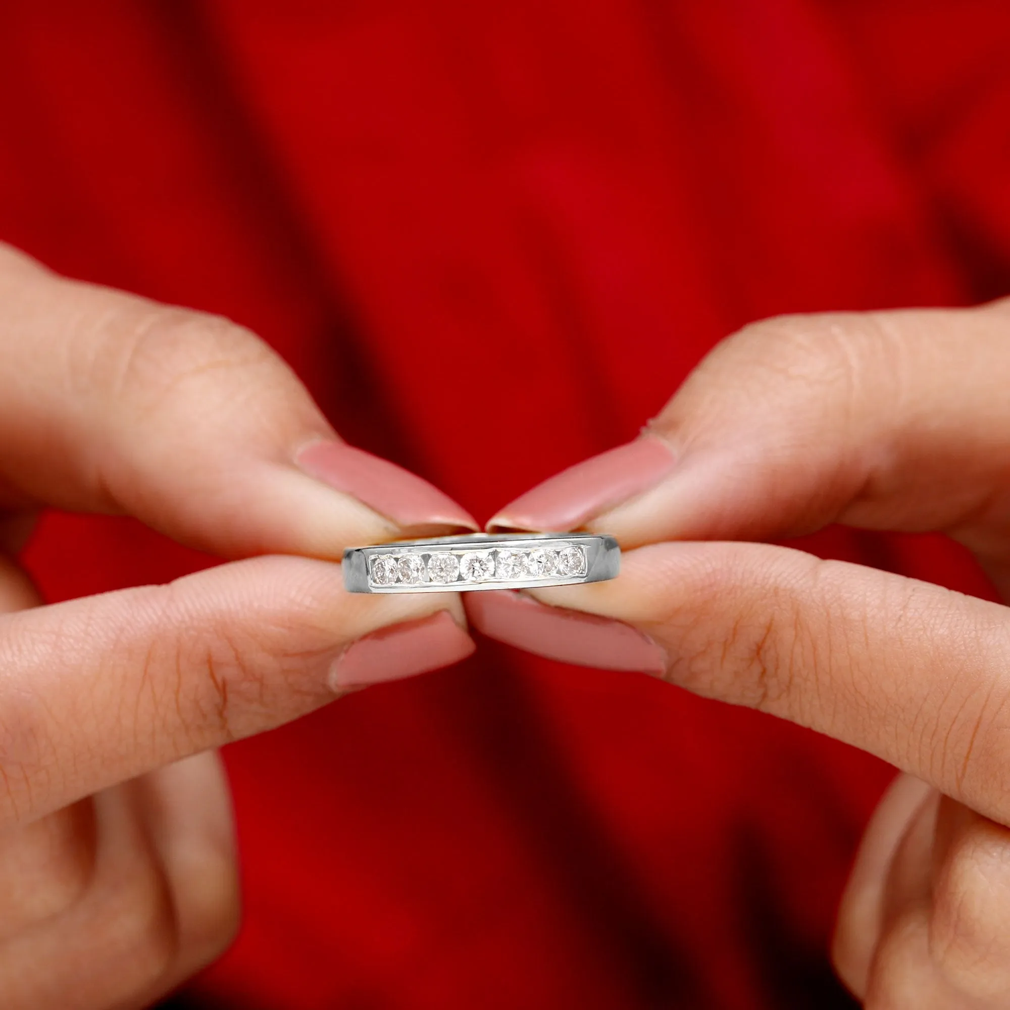 Seven Stone Diamond Band Ring in Channel Setting