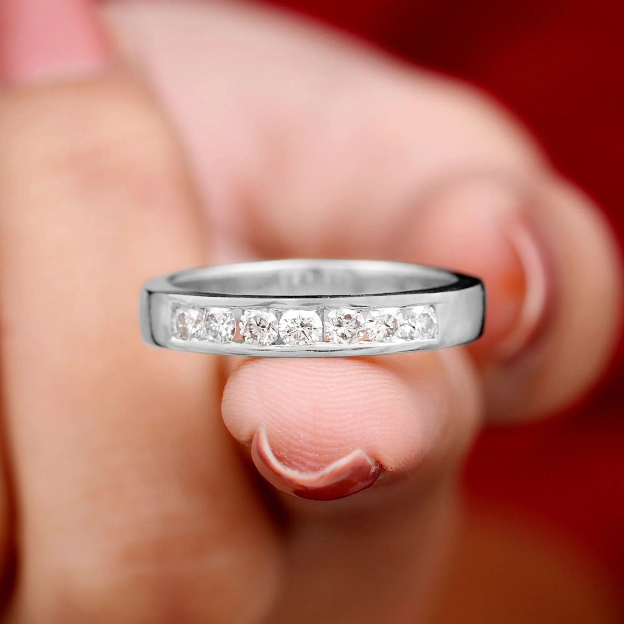 Seven Stone Diamond Band Ring in Channel Setting