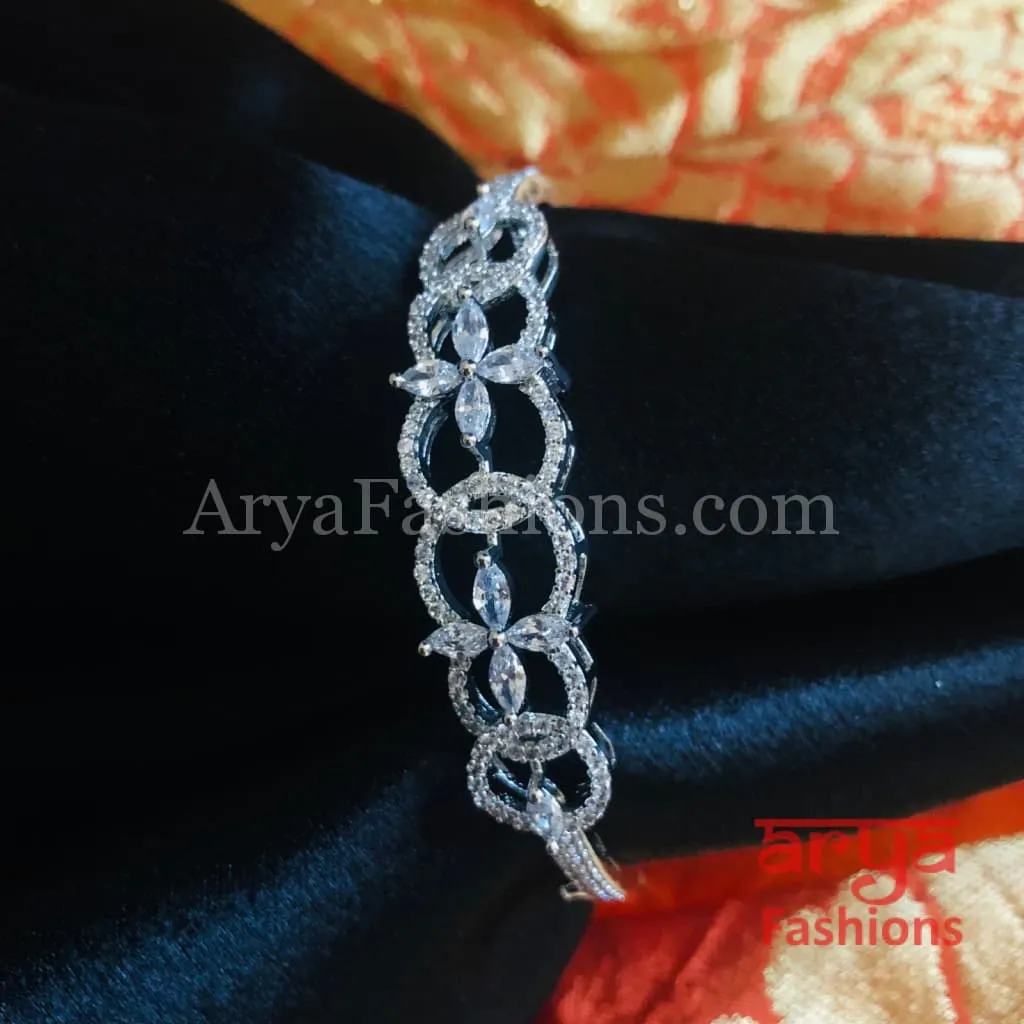 Shaiva CZ Crystal Party Bracelet/ Silver CZ Band Bracelet