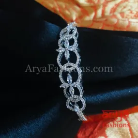 Shaiva CZ Crystal Party Bracelet/ Silver CZ Band Bracelet