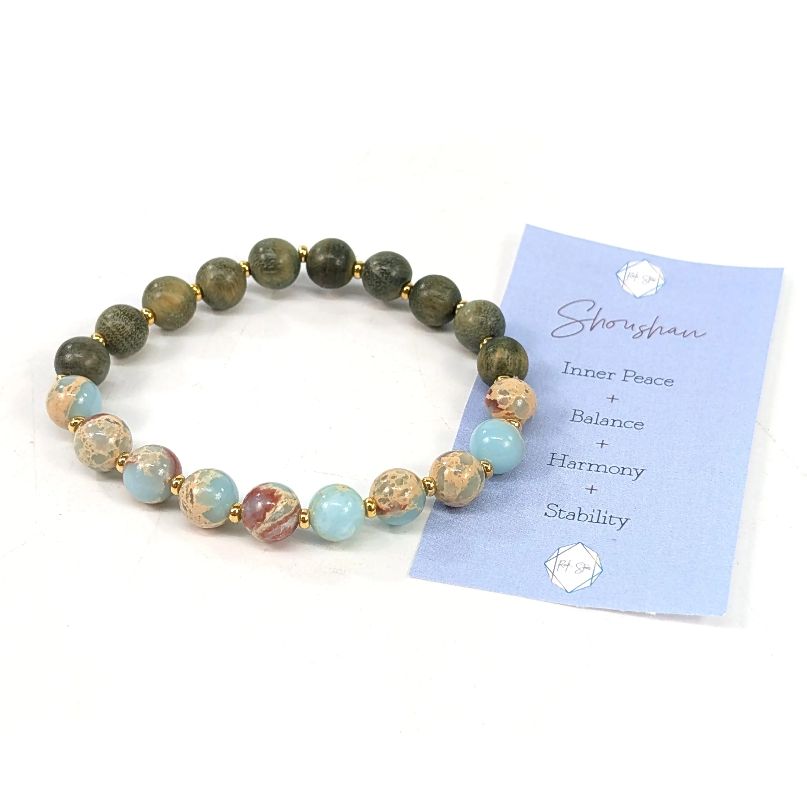 Shoushan & Green Wood Wellness Bracelet