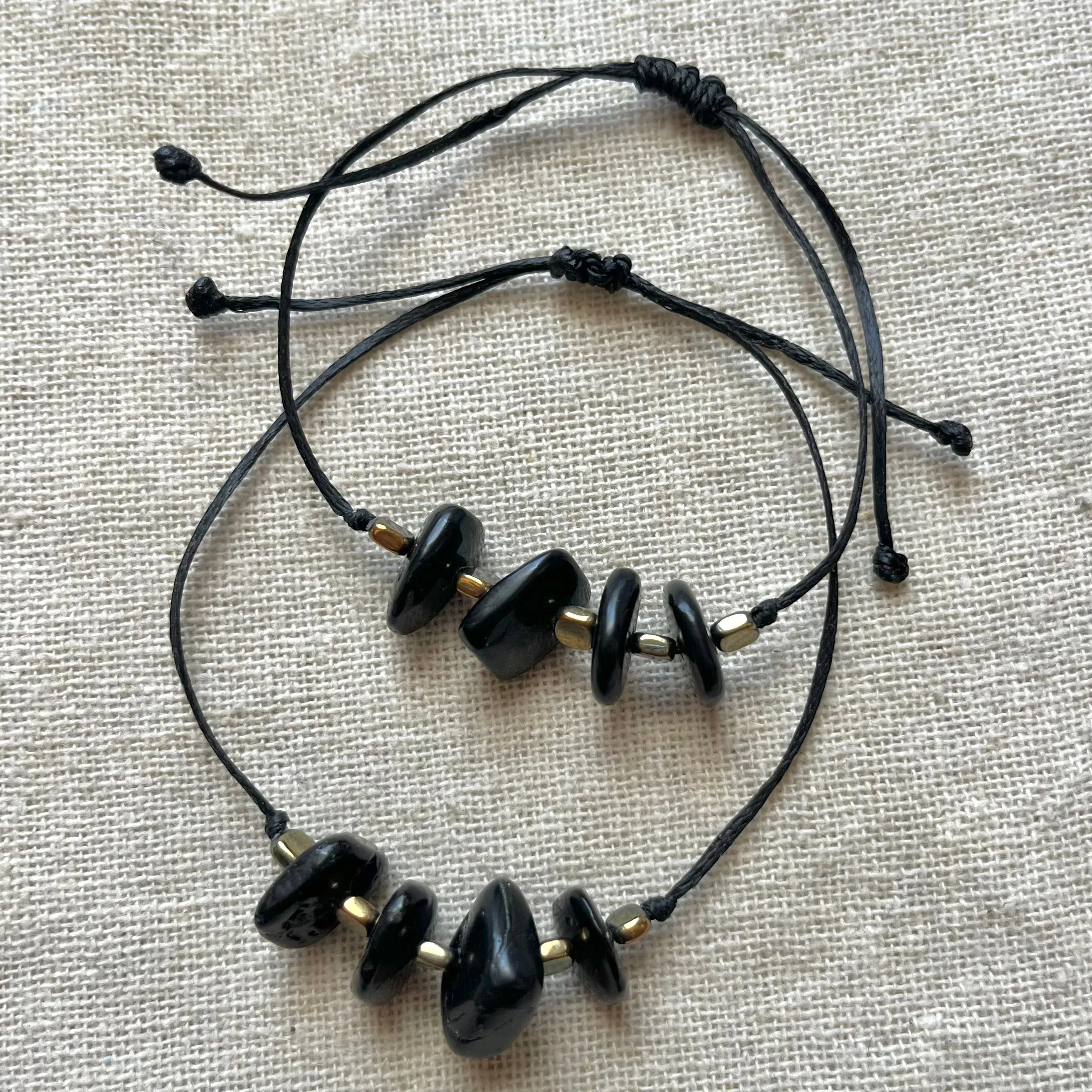 Shungite & Hematite Cord Bracelet