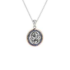 Silver and 10k Rose Gold Lewis Knot Path of Life  Pendant - Blue Sapphire